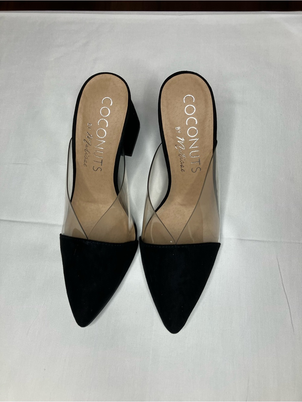 Coconuts by Matisse Black Pointed Mule with Clear Vamps